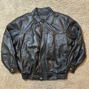 Roper Men's Black 2XL Genuine Leather Jacket Embroidered Harley Davidson Biker